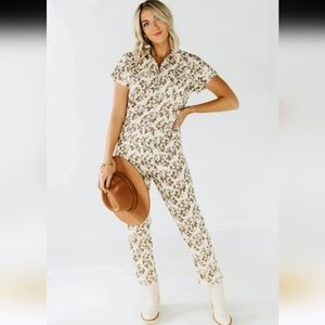 Polagram women's S the Kori floral corduroy button up jumpsuit